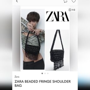 Zara Black Beaded Shoulder Bag